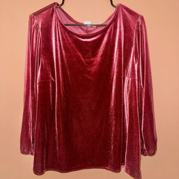 GAP Women's Red Velour Pullover Crewneck - Size XL - Picture 6 of 6